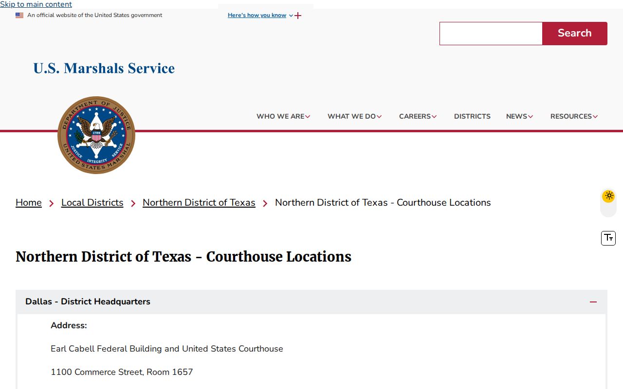 Federal warrant contact near Foard County at the Wichita Falls U.S. Marshals office