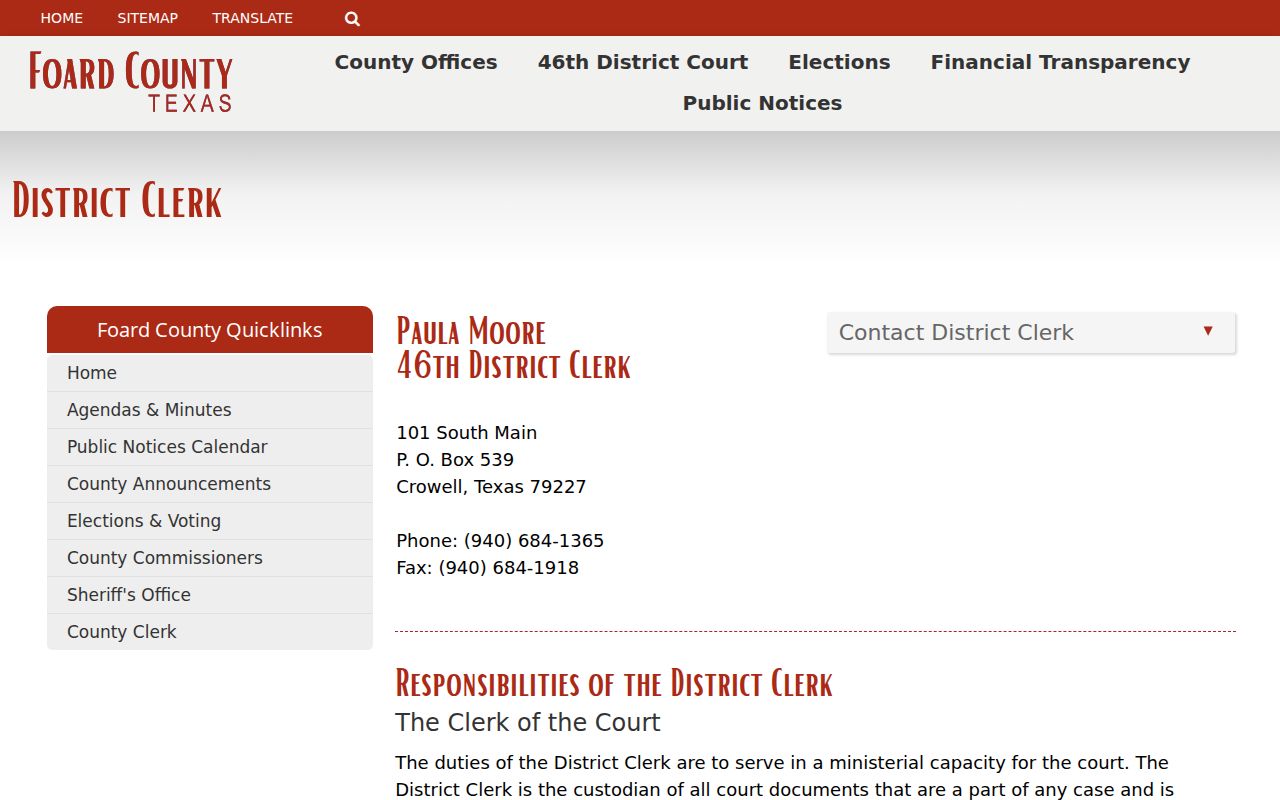Foard County arrest warrant case records through the 46th District Clerk